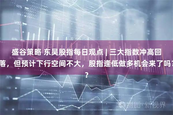 盛谷策略 东吴股指每日观点 | 三大指数冲高回落，但预计下行空间不大，股指逢低做多机会来了吗？