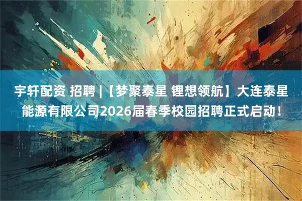 宇轩配资 招聘 |【梦聚泰星 锂想领航】大连泰星能源有限公司2026届春季校园招聘正式启动！